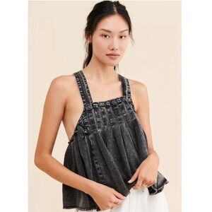 Free People Marina Denim Babydoll Top S